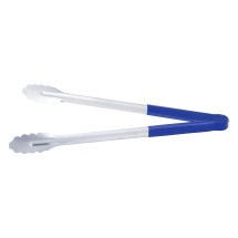 CAC China STCH-16BL Stainless Steel Tongs with Blue Handle 16&quot;
