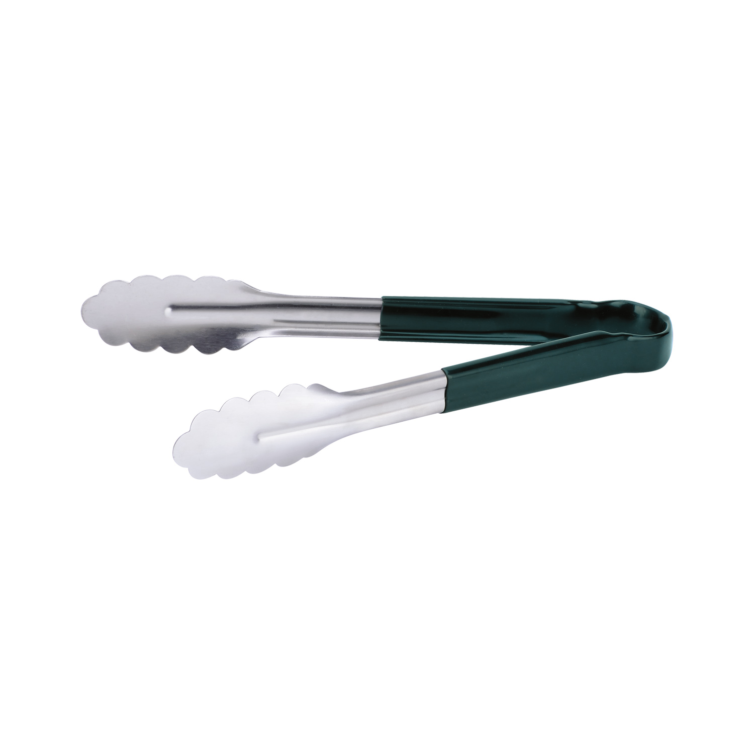 CAC China STCH-10GN Stainless Steel Tongs with Green Handle 10"