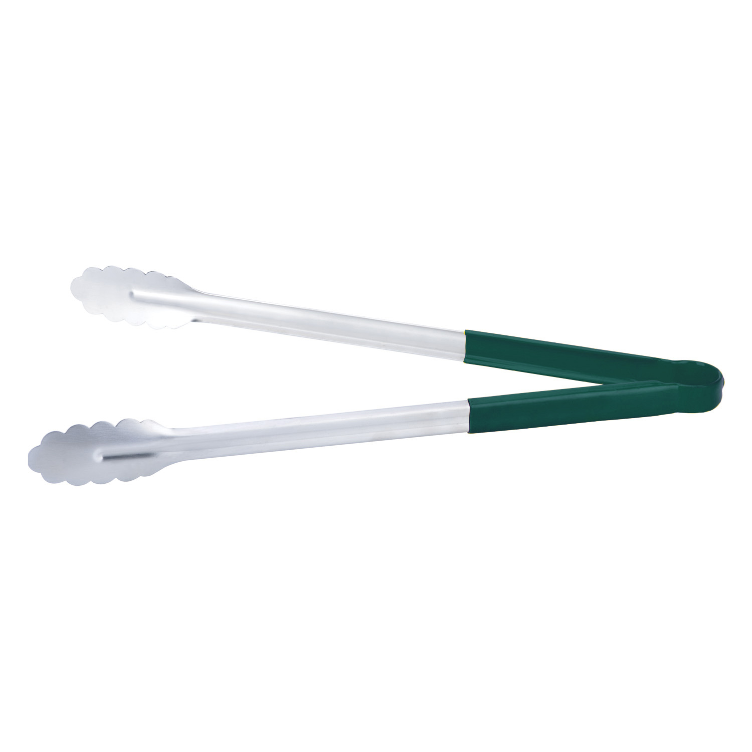 CAC China STCH-16GN Stainless Steel Tongs with Green Handle 16"