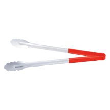 CAC China STCH-16RD Stainless Steel Tongs with Red Handle 16&quot;