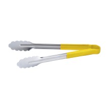 CAC China STCH-12YL Stainless Steel Tongs with Yellow Handle 12&quot;