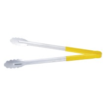 CAC China STCH-16YL Stainless Steel Tongs with Yellow Handle 16&quot;