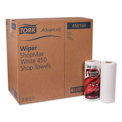 Tork Advanced ShopMax Wipers 450, White, 9-1/10" x 11", 30 Rolls/Carton