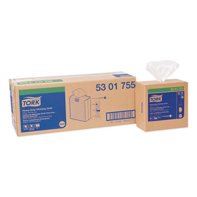Tork Heavy-Duty Cleaning Cloths, Pop-Up Box, White, 8-1/2" x 16", 400 Cloths/Carton