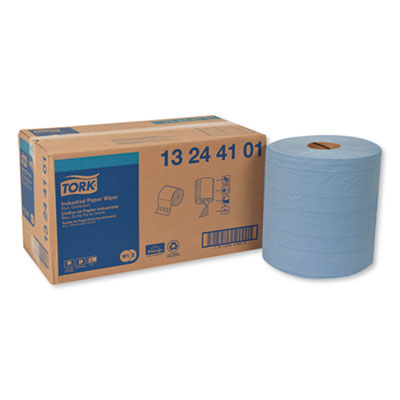 Tork Industrial Paper Wiper, 4-Ply, Blue, 11" x 15.75", 2 Rolls/Carton