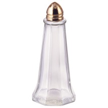 Winco G-111 Glass 1 oz. Tower Salt Shaker with Gold Top
