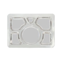 CAC China STRY-6R 6-Compartment Tray with Round Center 15-1/2&quot; x 11-1/2&quot;
