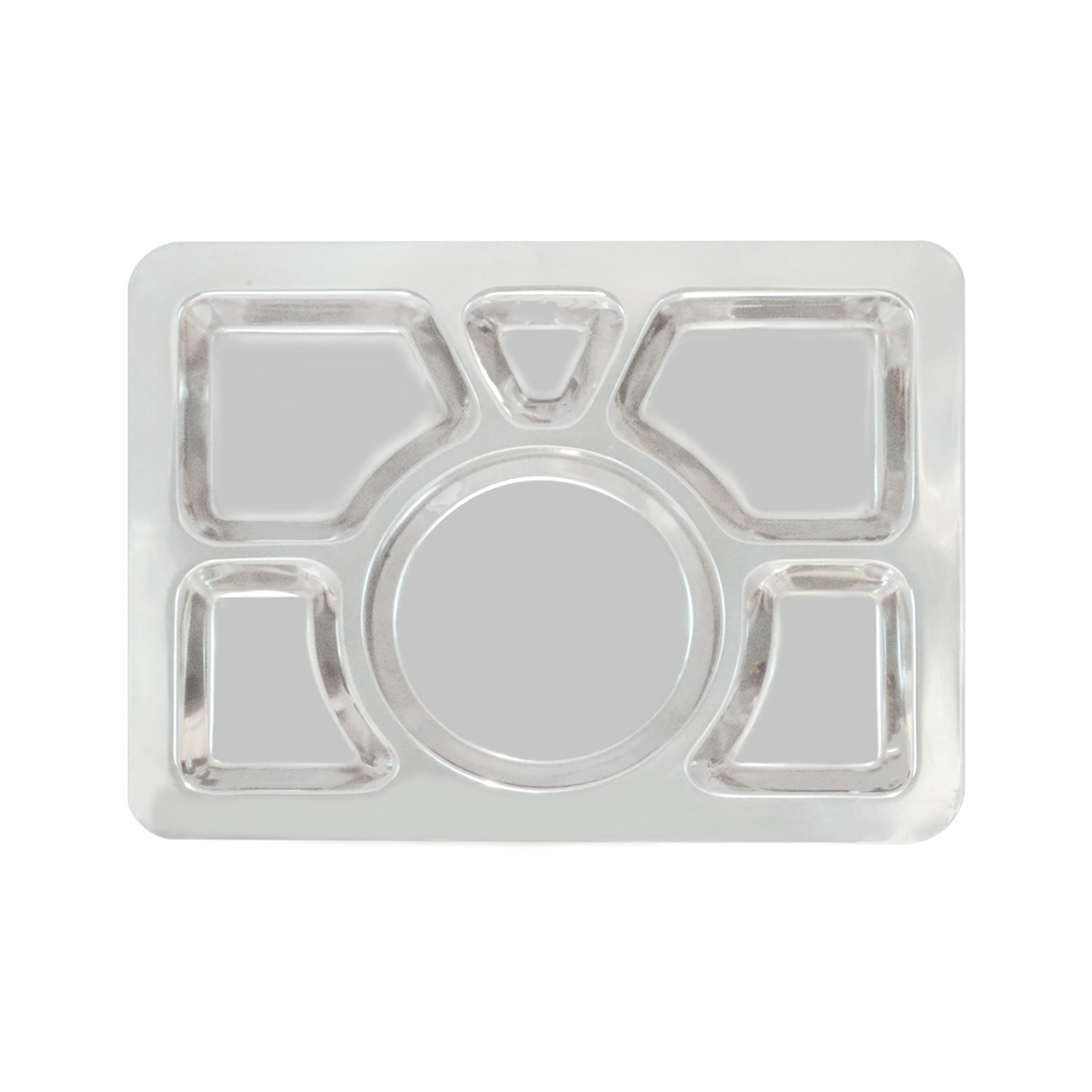 CAC China STRY-6R 6-Compartment Tray with Round Center 15-1/2" x 11-1/2"
