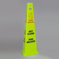 TriVu 3-Sided Wet Floor Safety Sign, Yellow/Green
