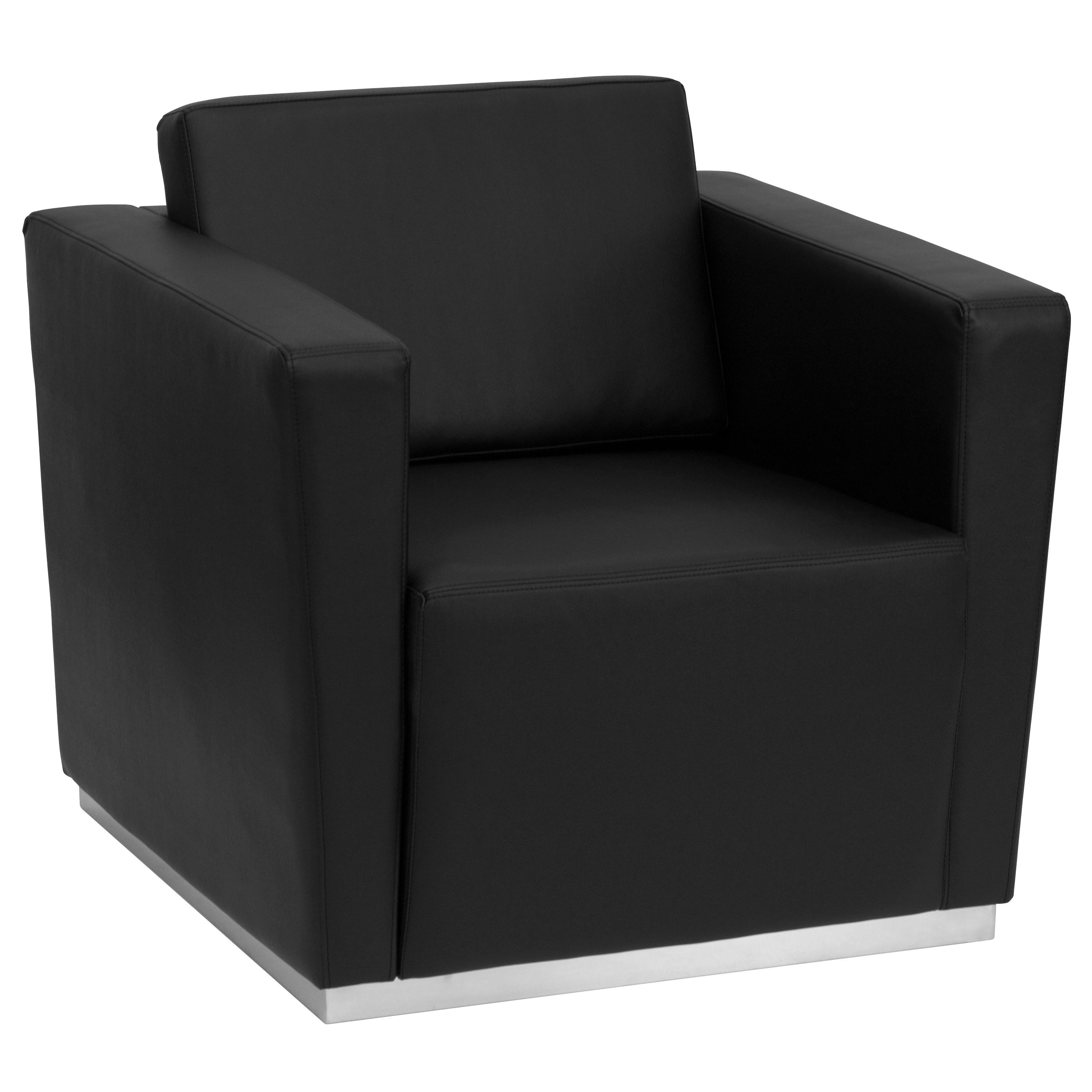 Flash Furniture ZB-TRINITY-8094-CHAIR-BK-GG Trinity Series Contemporary Black Leather Chair with Stainless Steel Base