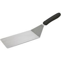 Winco TKP-42 Offset Solid Stainless Steel Turner, 4&quot; x 8&quot; Blade, Black Polypropylene Handle