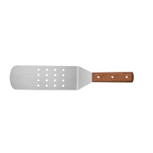 CAC China TNRW-PF83 Stainless Steel Perforated Turner with Wood Handle 8-1/4&quot;