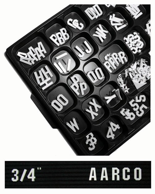 Aarco Products GF.75 Universal Single Tab White Gothic 3/4 Inch Letter Set