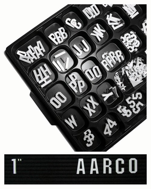 Aarco Products GF1.0 Universal Single Tab White Gothic 1 Inch Letter Set