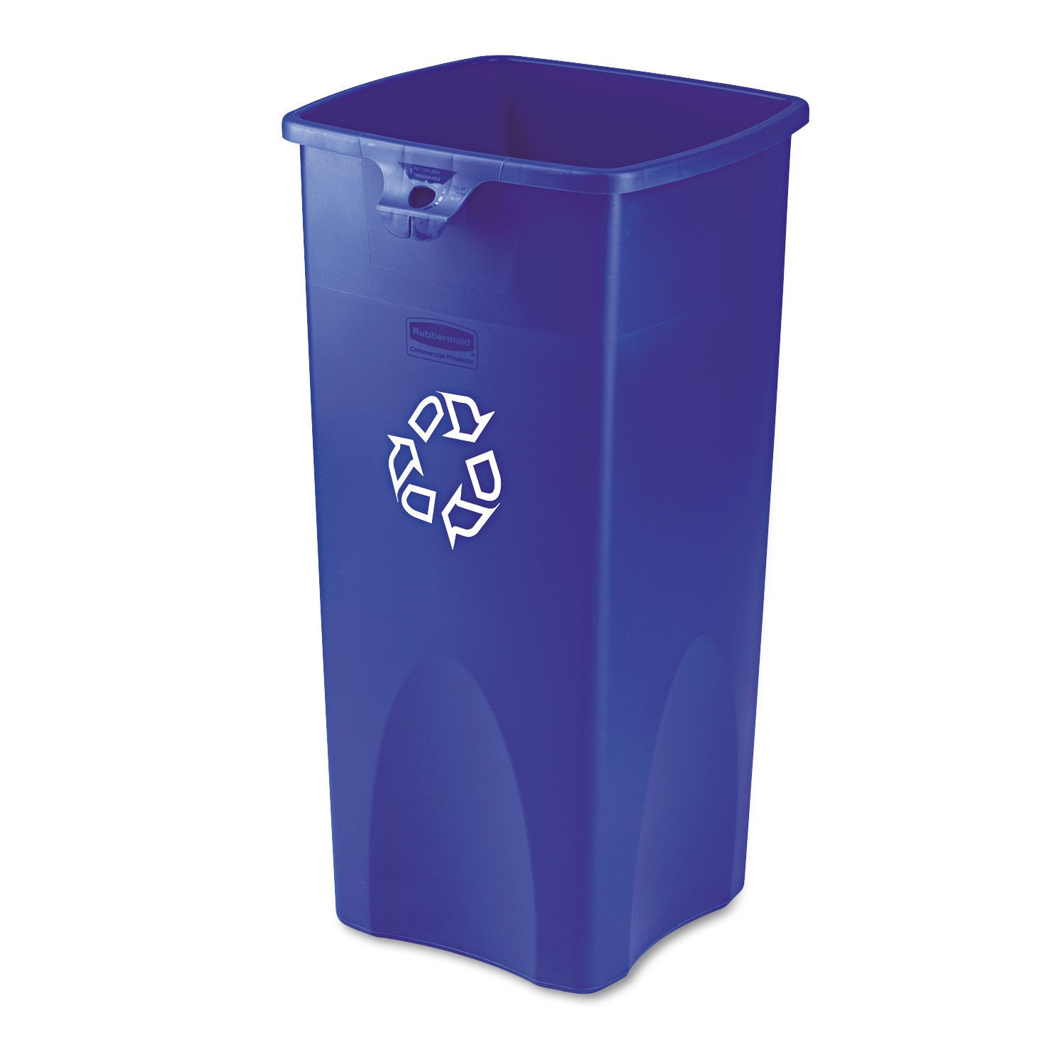 Untouchable Square Recycling Container, Plastic, 23 Gallon, Blue