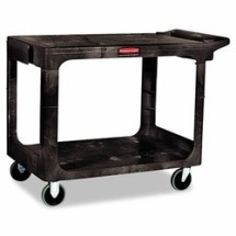 Medium 2-Shelf Flat Shelf Utility Cart, Black
