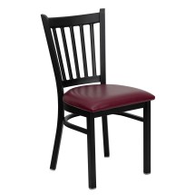 Flash Furniture XU-DG-6Q2B-VRT-BURV-GG Vertical Back Black Metal Restaurant Chair with Burgundy Vinyl Seat