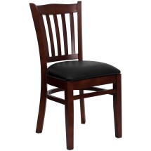Flash Furniture XU-DGW0008VRT-MAH-BLKV-GG Vertical Slat Back Mahogany Wood Chair with Black Vinyl Seat