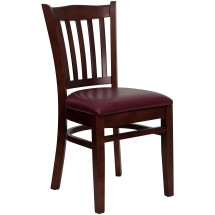 Flash Furniture XU-DGW0008VRT-MAH-BURV-GG Vertical Slat Back Mahogany Wood Chair with Burgundy Vinyl Seat