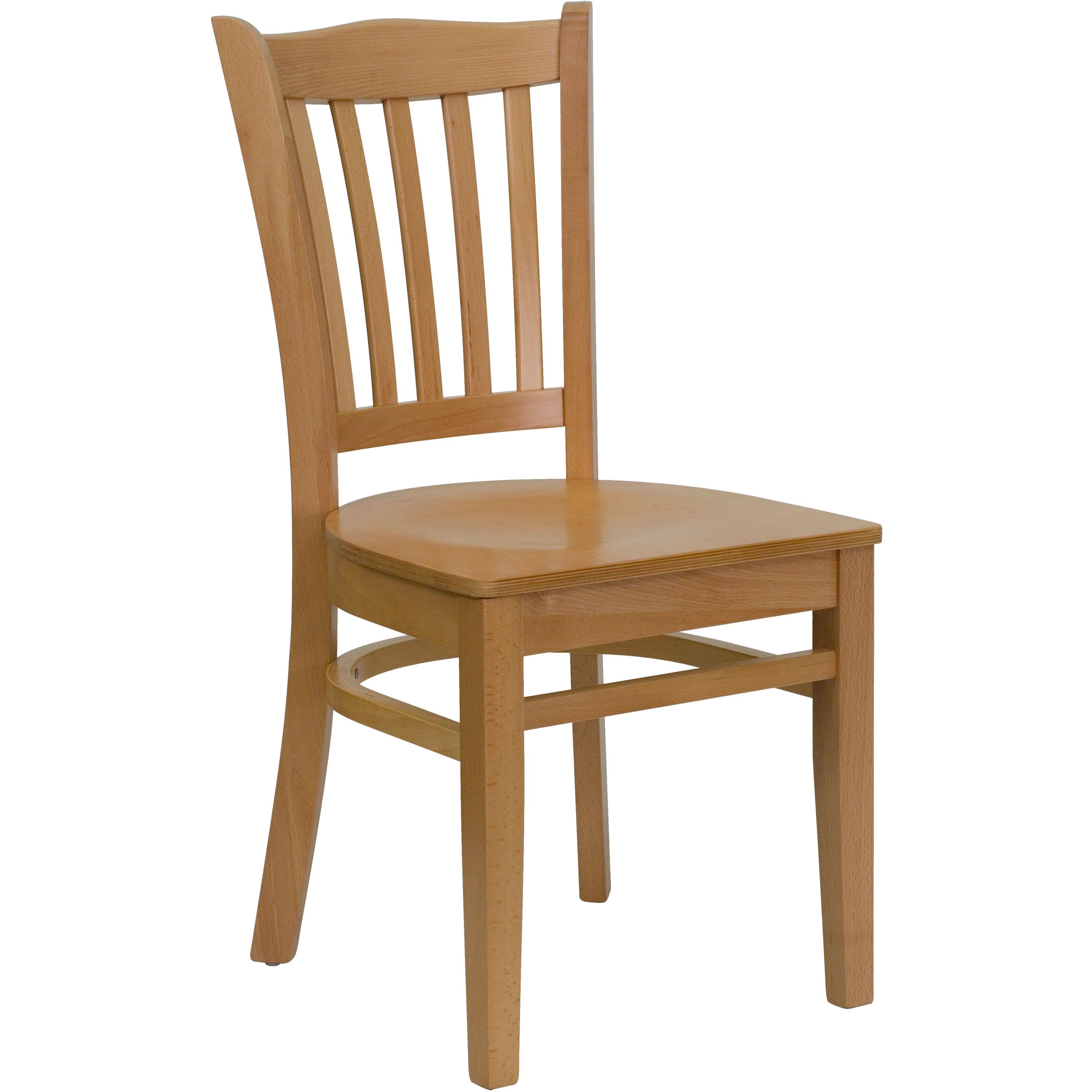 Flash Furniture XU-DGW0008VRT-NAT-GG Vertical Slat Back Wood Chair with Natural Finish