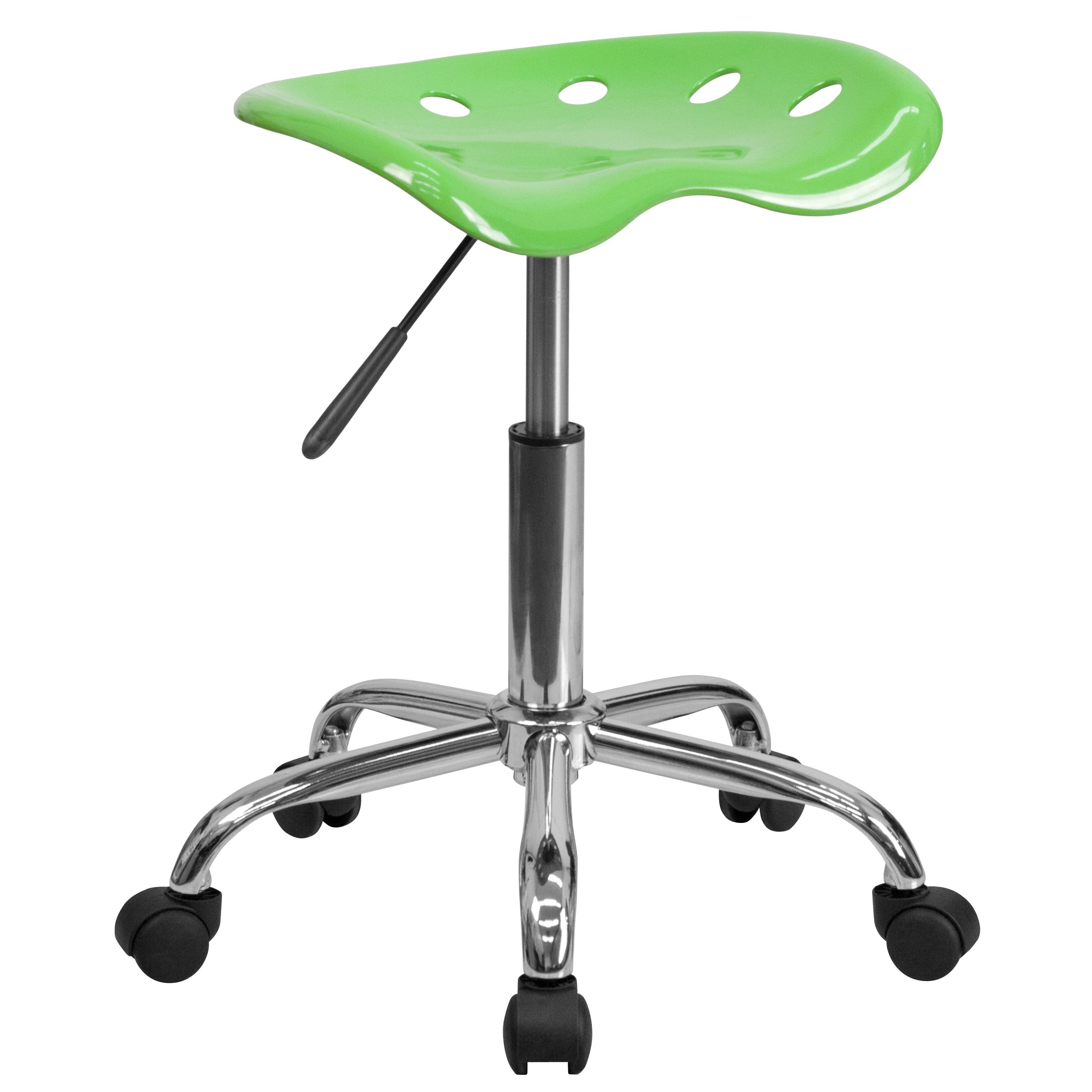 Flash Furniture LF-214A-APPLEGREEN-GG Vibrant Apple Green Tractor Seat and Chrome Stool