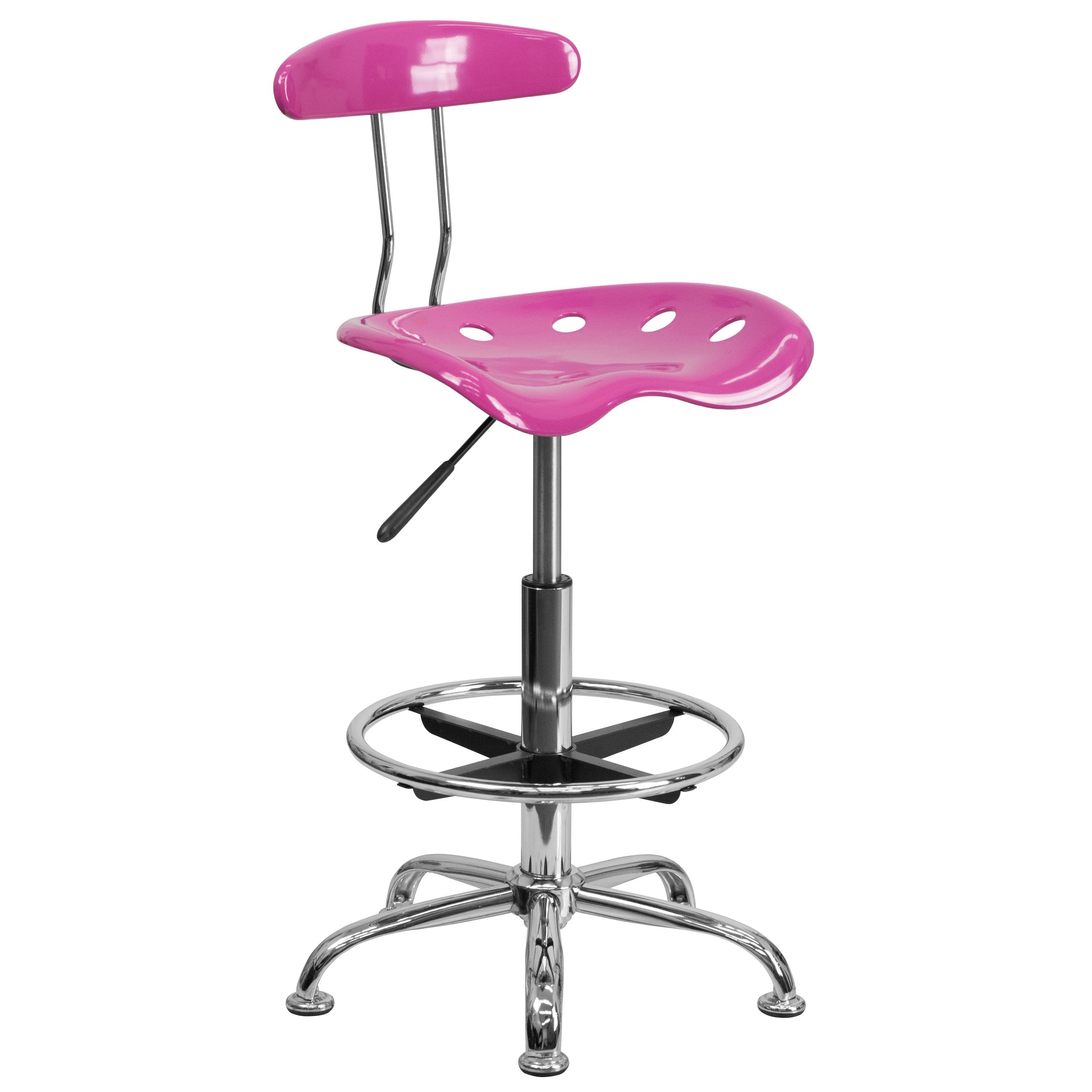 Flash Furniture LF-215-CANDYHEART-GG Vibrant Candy Heart and Chrome Bar Height Drafting Stool with Tractor Seat