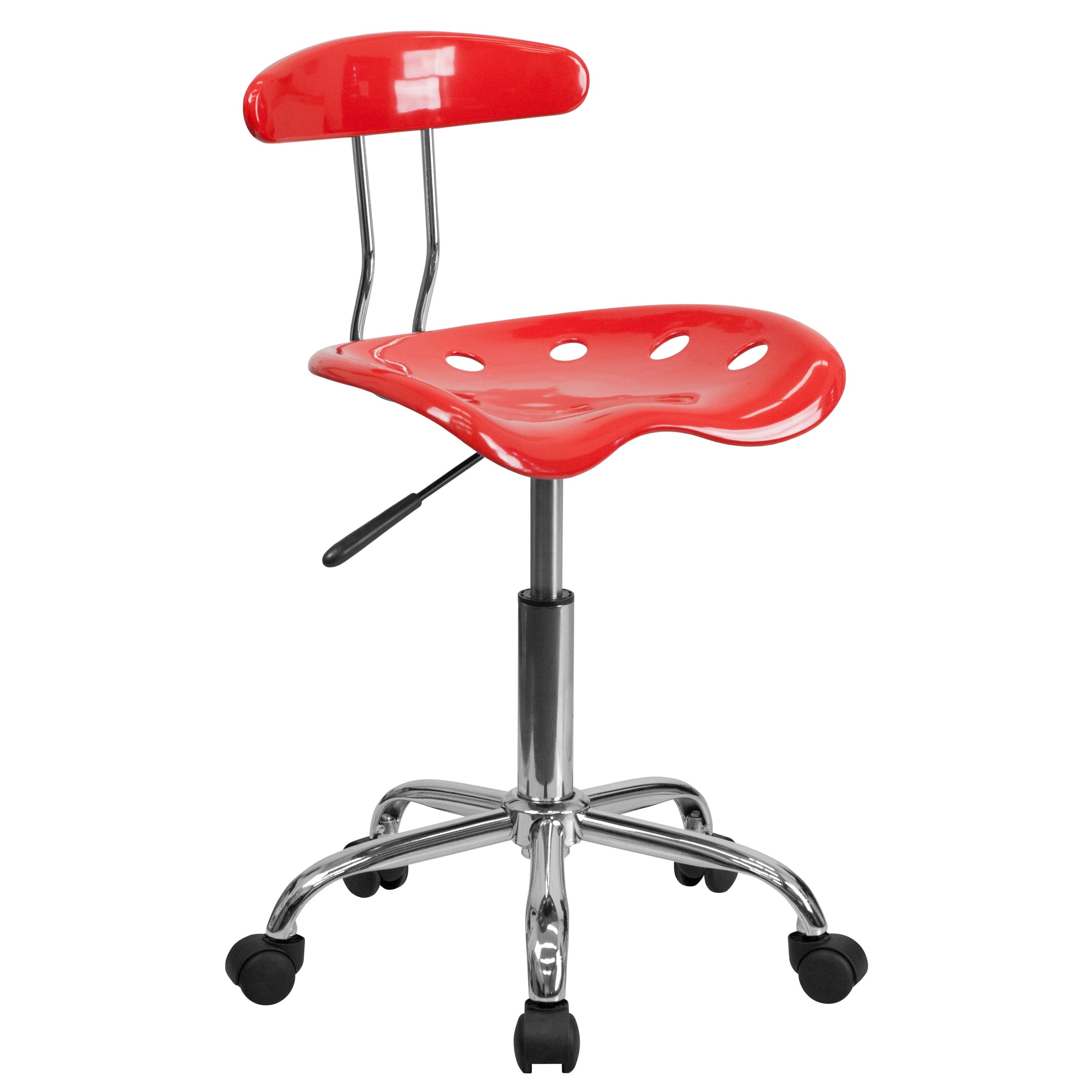 Flash Furniture LF-214-CHERRYTOMATO-GG Vibrant Cherry Tomato and Chrome Computer Task Chair with Tractor Seat