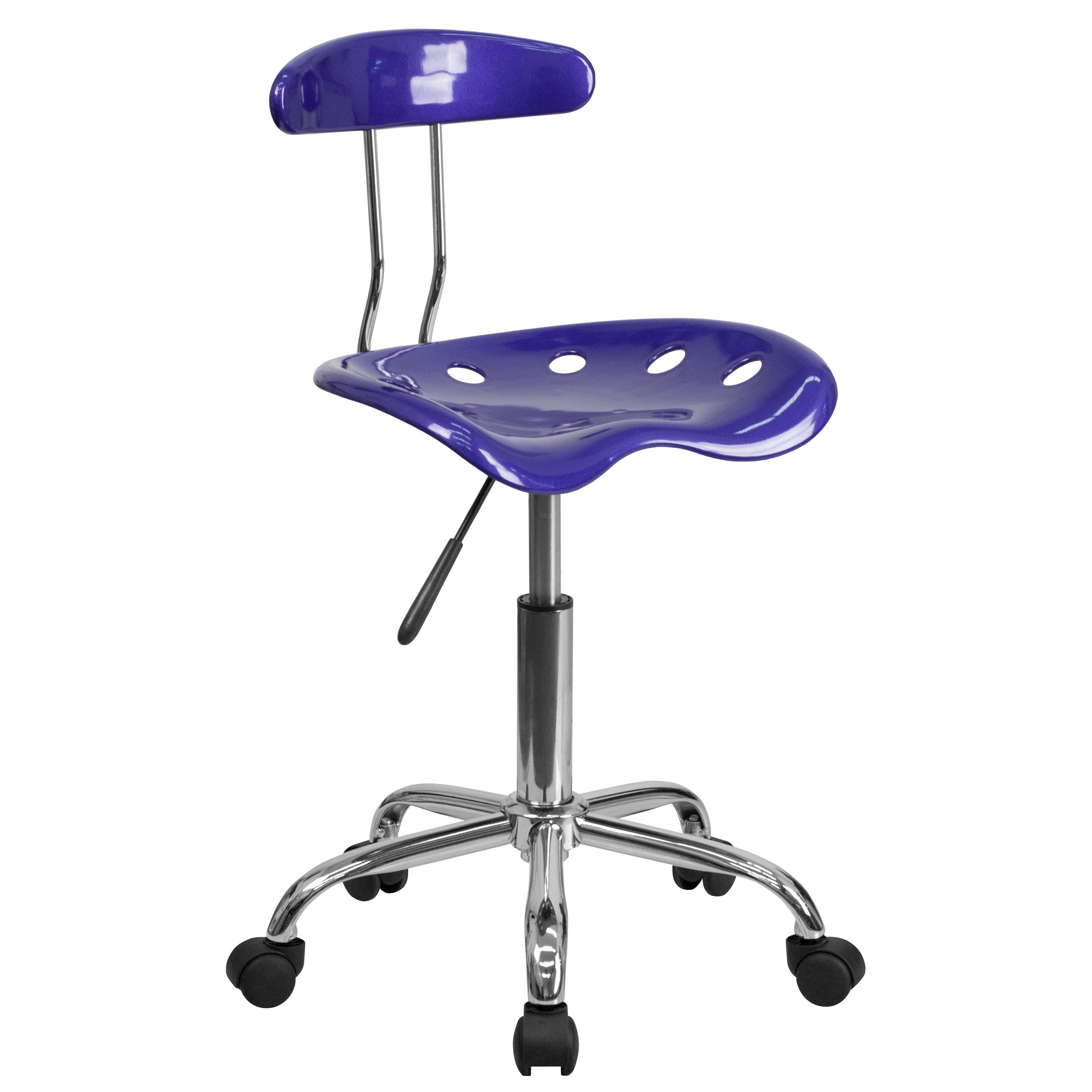 Flash Furniture LF-214-DEEPBLUE-GG Vibrant Deep Blue and Chrome Computer Task Chair with Tractor Seat