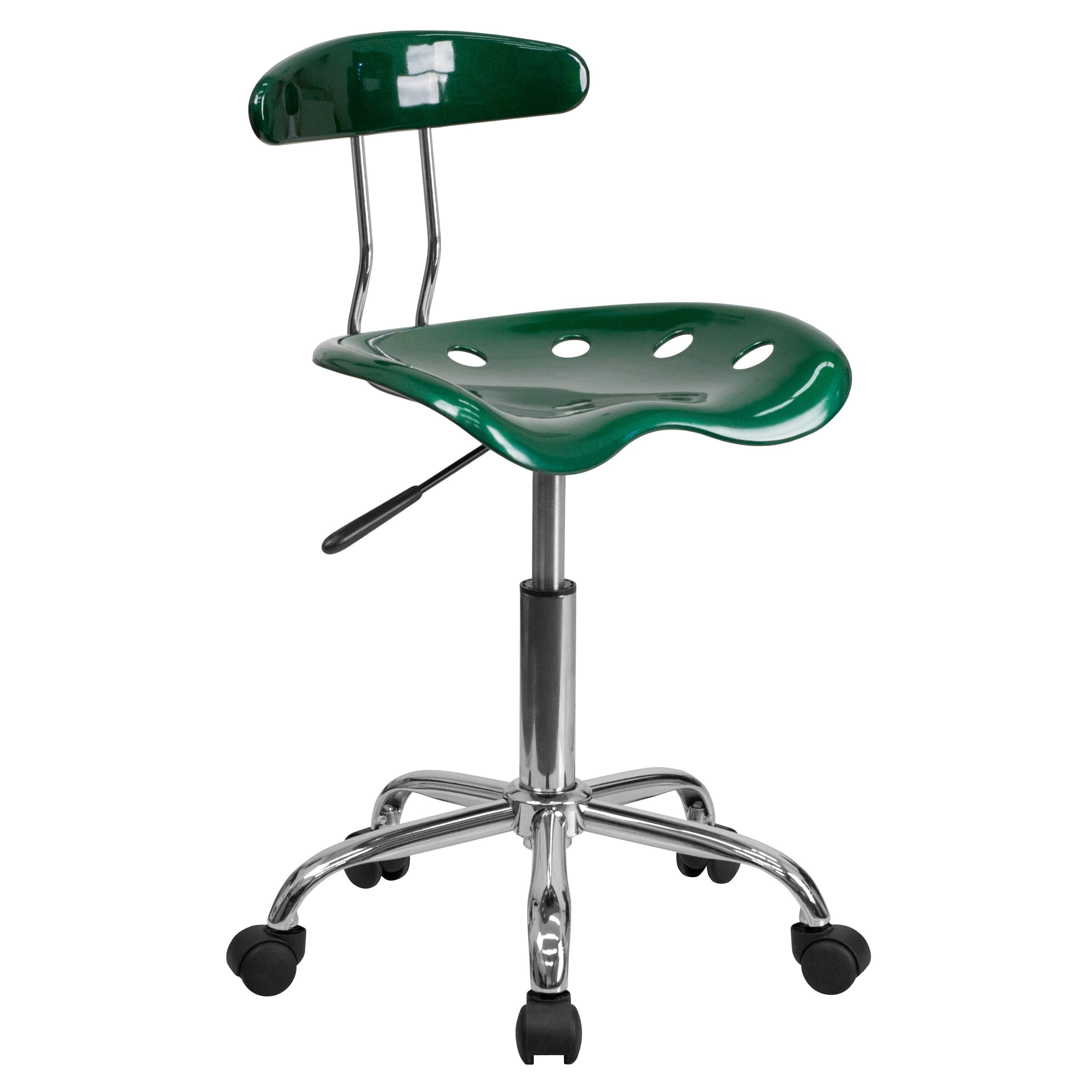 Flash Furniture LF-214-GREEN-GG Vibrant Green and Chrome Computer Task Chair with Tractor Seat