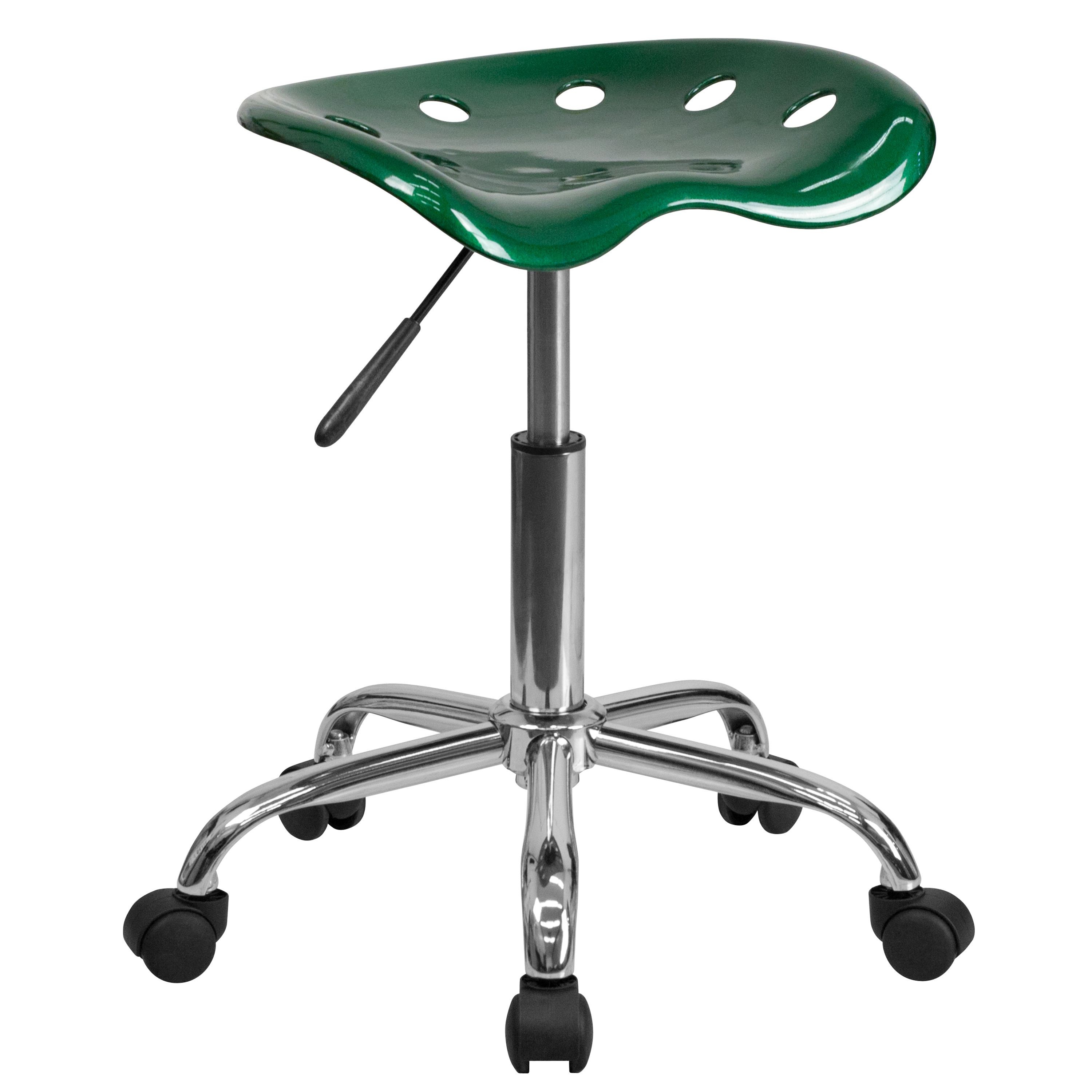 Flash Furniture LF-214A-GREEN-GG Vibrant Green Tractor Seat and Chrome Stool