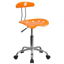 Flash Furniture LF-214-ORANGEYELLOW-GG Vibrant Orange and Chrome Computer Task Chair with Tractor Seat
