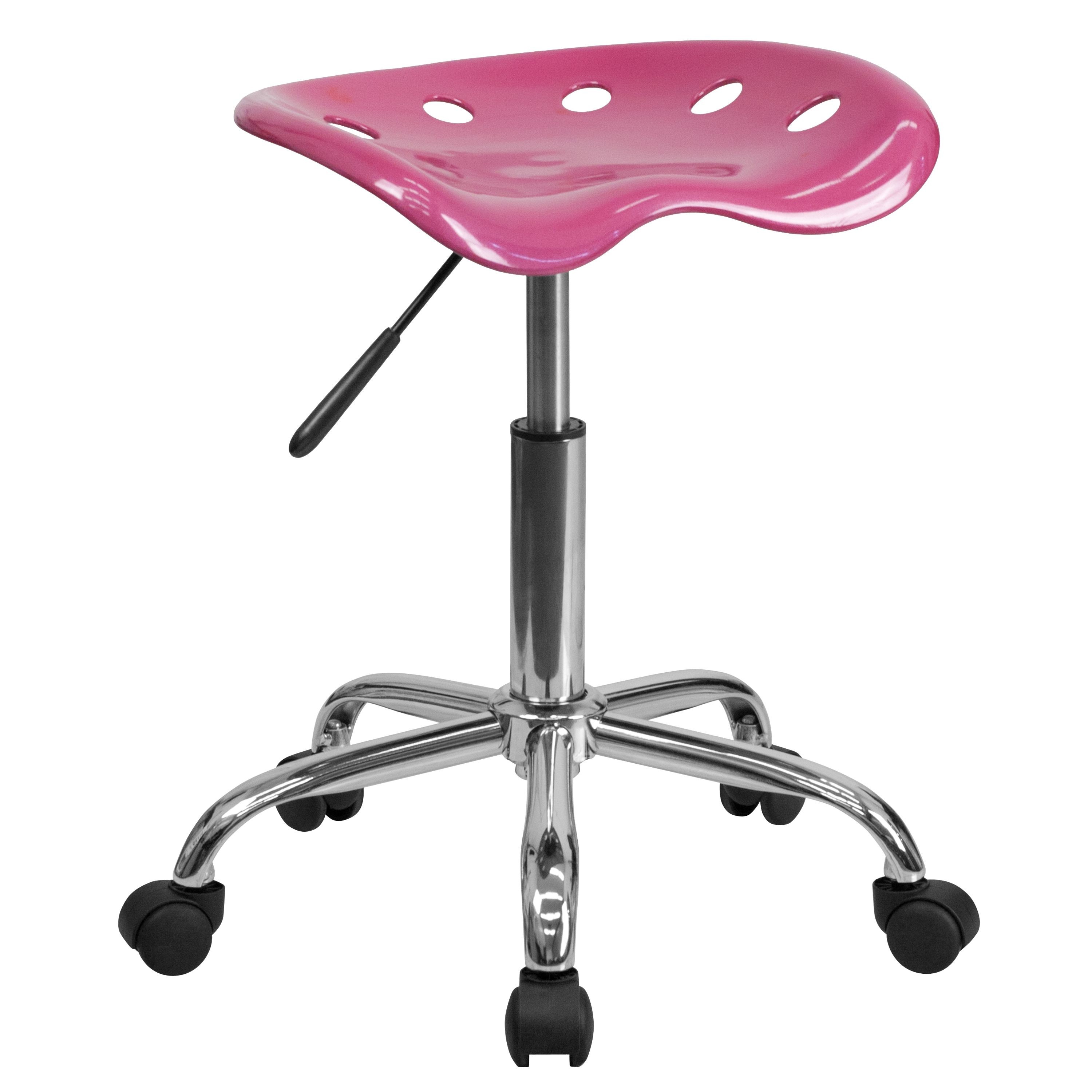 Flash Furniture LF-214A-PINK-GG Vibrant Pink Tractor Seat and Chrome Stool