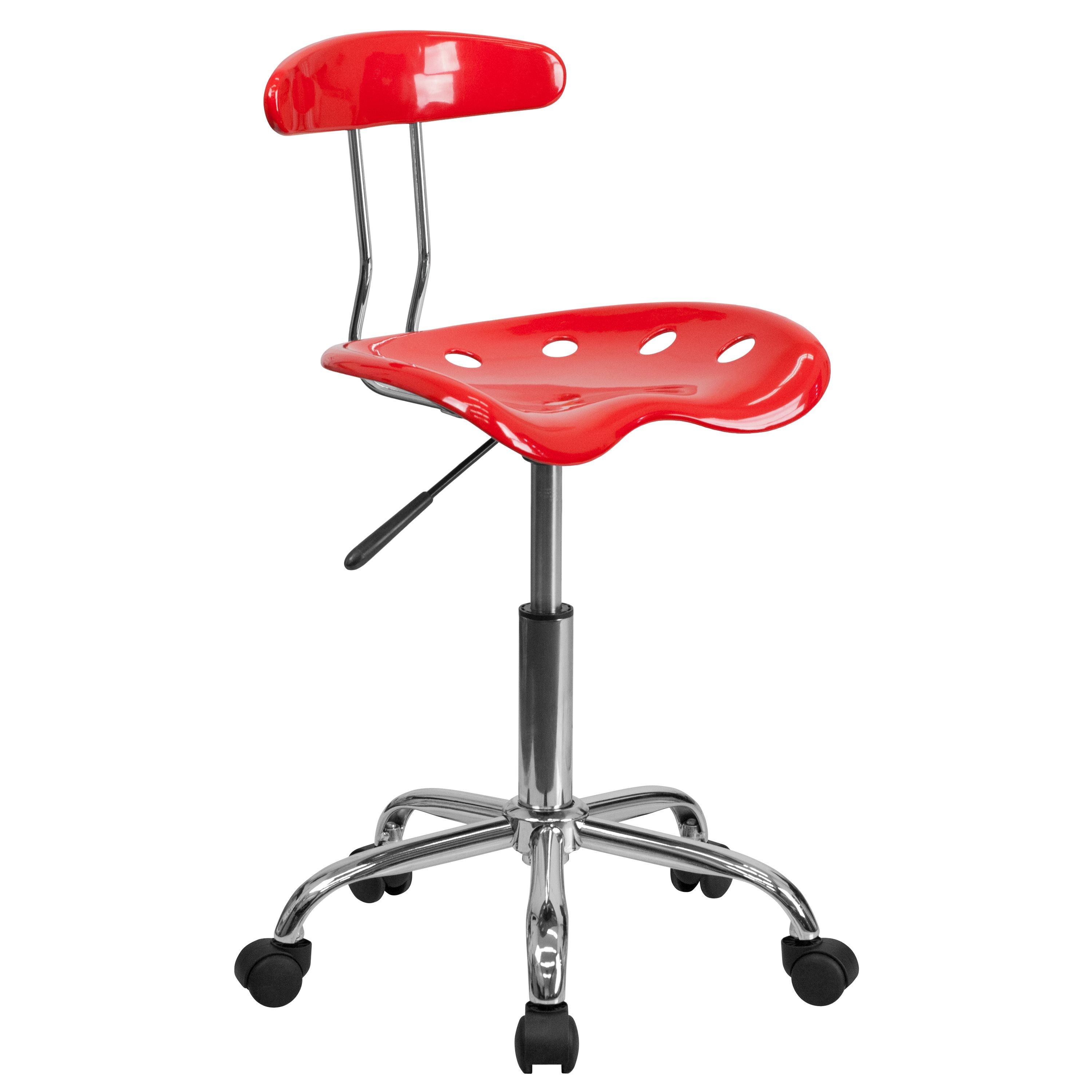 Flash Furniture LF-214-RED-GG Vibrant Red and Chrome Computer Task Chair with Tractor Seat