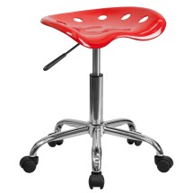 Flash Furniture LF-214A-RED-GG Vibrant Red Tractor Seat and Chrome Stool