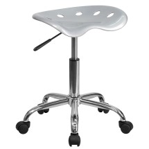 Flash Furniture LF-214A-SILVER-GG Vibrant Silver Tractor Seat and Chrome Stool