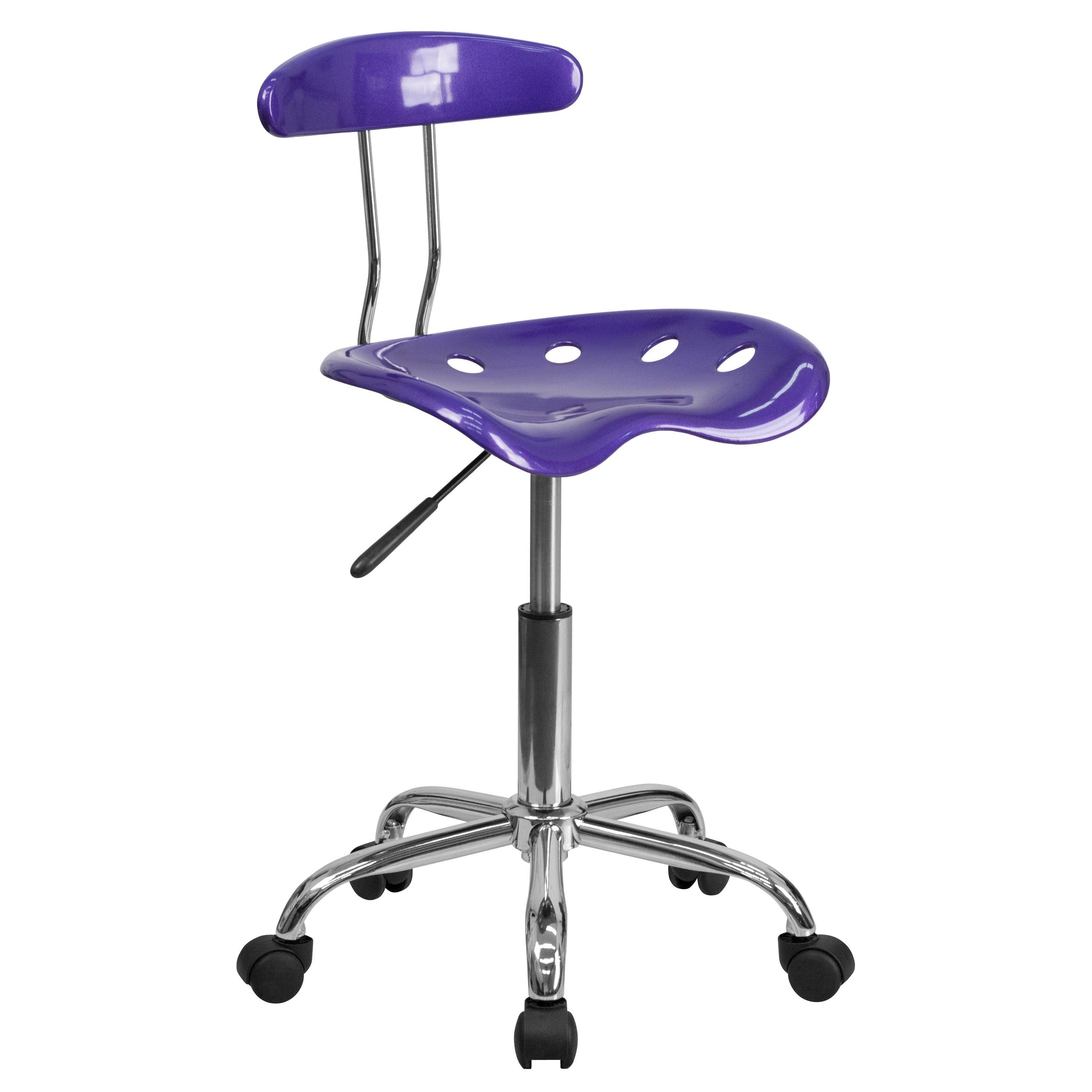 Flash Furniture LF-214-VIOLET-GG Vibrant Violet and Chrome Computer Task Chair with Tractor Seat