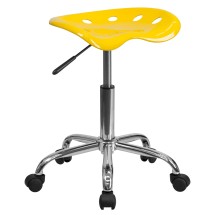 Flash Furniture LF-214A-YELLOW-GG Vibrant Yellow Tractor Seat and Chrome Stool