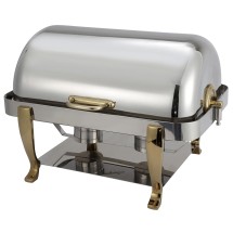 Winco 108A Vintage Full Size Roll Top Stainless Steel Stainless Chafer