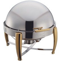 Winco 103A Virtuoso Round Chafer with Gold Accent 6 Qt.