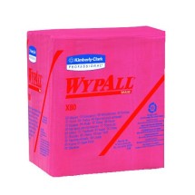 Wypall X80 Hydroknit Cloths, Quarterfold, Red, 200 Wipers/Carton