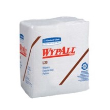 Wypall L20 Wipers, Quarterfold, 4-Ply, White, 12 Packs/Carton