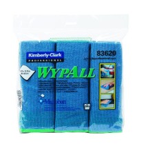 Wypall Microfiber Reusable Cloths, Blue, 24/Carton