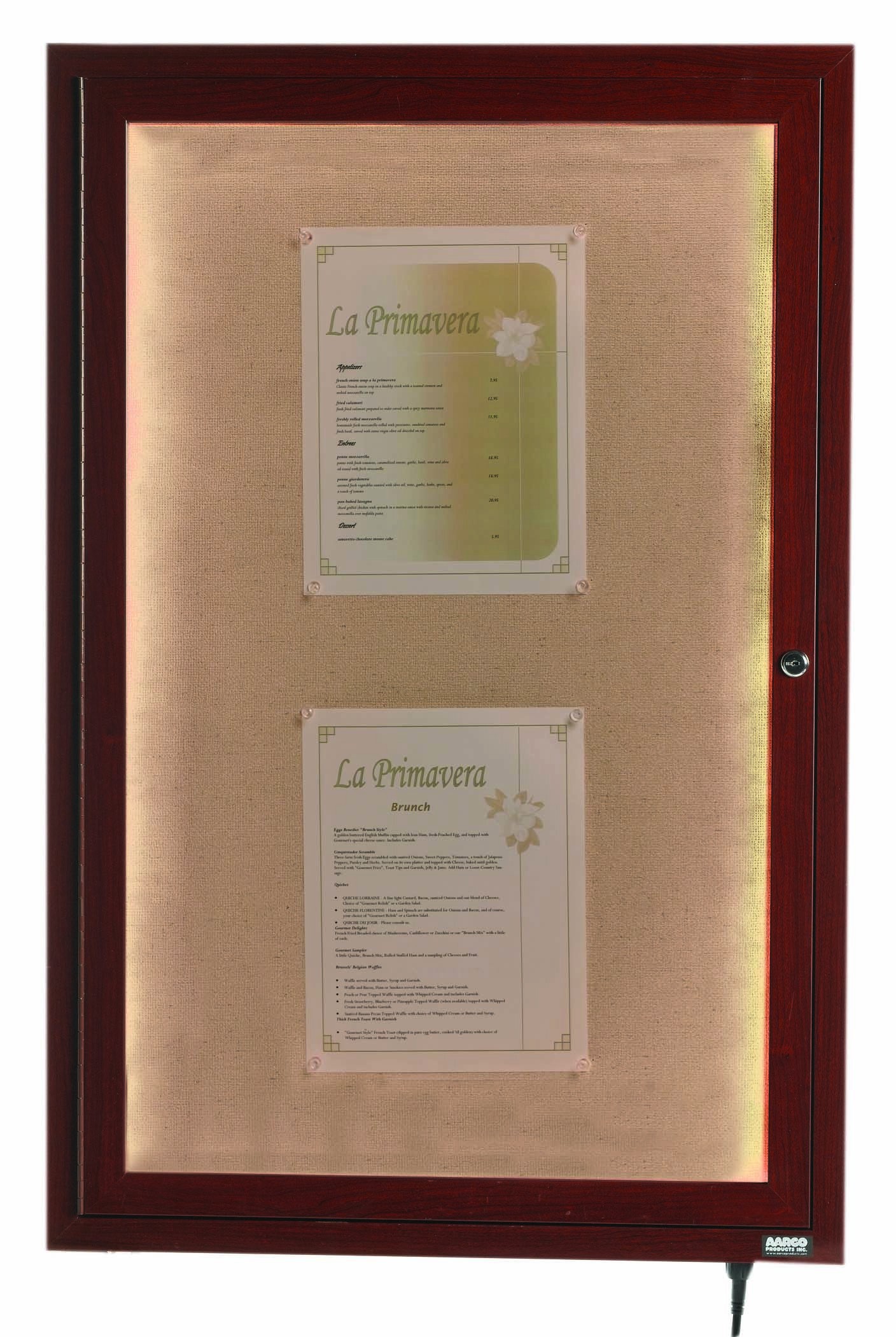 Aarco Products LWL3624W Walnut Indoor/Outdoor Menu Display Case 24"W x 36"H