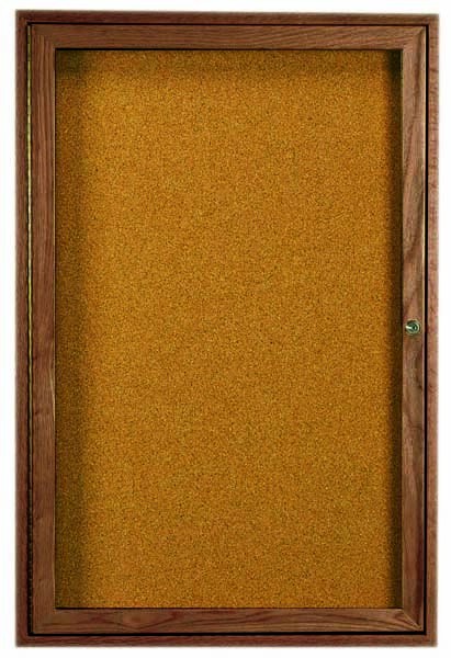 Aarco Products WBC2418R 1-Door Enclosed Bulletin Board with Walnut Finish 18"W x 24"H