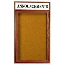 Aarco Products WBC2418RH 1-Door Enclosed Bulletin Board with Walnut Finish and Header, 18&quot;W x 24&quot;H
