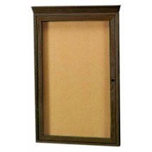 Aarco Products WBC3624RC 1-Door Enclosed Bulletin Board with Walnut Finish and Crown Molding, 24&quot;W x 36&quot;H