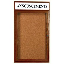 Aarco Products WBC3624RH 1-Door Enclosed Bulletin Board with Walnut Finish and Header, 24&quot;W x 36&quot;H