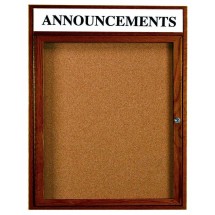 Aarco Products WBC3630RH 1-Door Enclosed Bulletin Board with Walnut Finish and Header, 30&quot;W x 36&quot;H