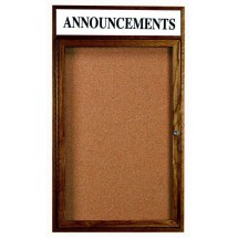 Aarco Products WBC4836RH 1-Door Enclosed Bulletin Board with Walnut Finish and Header, 36&quot;W x 48&quot;H