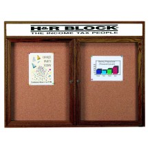 Aarco Products WBC3648RH 2-Door Enclosed Bulletin Board with Walnut Finish and Header, 48&quot;W x 36&quot;H